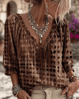Bevelyn - Soft-Touch-Bluse mit Polka-Dots – Braun