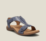 Damen Flache Ledersandalen – Blau