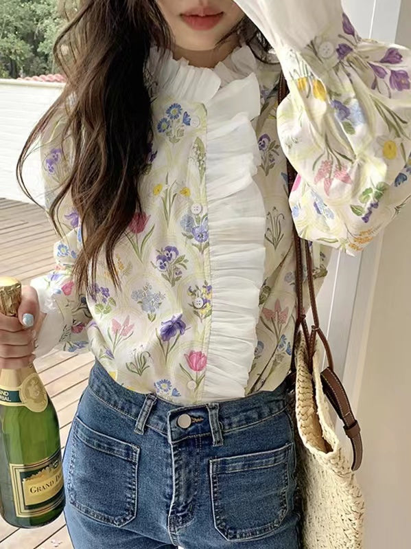 Aris® | Geblümte Rüschenbluse