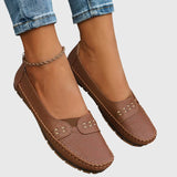 Petra | Damen Frühlings Perforierte Lässige Loafer – Braun