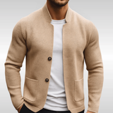 Herren Strickcardigan Mit Struktur – Stilvoller Knopf-Layering Pullover – Beige (Fast ausverkauft)