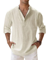 Herren Langarm Baumwollhemd – Beige