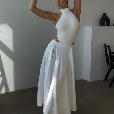 Damen Hochtaillierter Stylischer Fließender Rock | Maxi