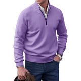 Owen | Eleganter Herren Strickpullover Mit Quarter-Zip – Lila