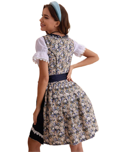 Blaues blumiges Oktoberfest Dirndl