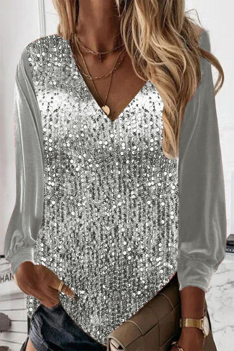Buann® | Einfache Glitzerbluse