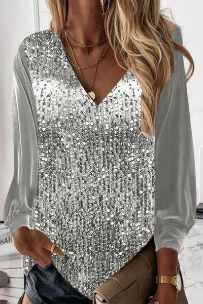 Buann® | Einfache Glitzerbluse