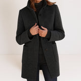 Leonie | Damenjacke hoher Kragen modern elegant – Schwarz