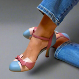 Doris | Damen Schleifen Riemen Geschlossene Pumps – Blau