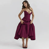Laarni Kleid – Elegantes Korsett-Midi-Kleid für besondere Anlässe – Weinrot Laarni