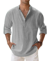 Herren Langarm Baumwollhemd – Grau