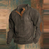 Ryan | Klassischer Herren Retro Rippstrickpullover Mit Ellbogen-Patches – Braun