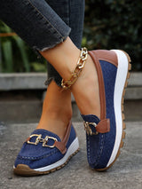 Flache Damen-Loafer mit Schnallen | Rutschfeste Sohle – Blau