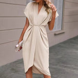 Alastrina - Elegantes Midikleid mit langen Ärmeln – Beige