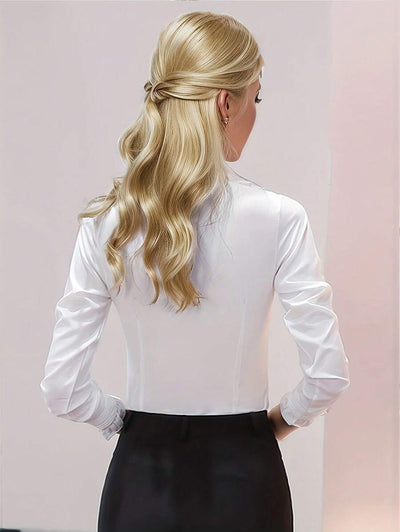 Rollkragenbluse Mit Rüschen Für Damen | Weiß