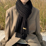 Matteo Herren Strickschal mit geometrischem Muster – Schwarz