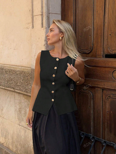 Ärmelloses Tailor-Weste mit Knöpfen – Feminin, Edel & Vielseitig