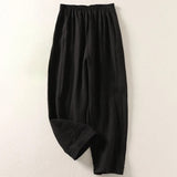 Giselora - Fließende Leinenhose – Schwarz