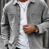 Bryce | Herren Langarm-Overshirt mit Taschen und Knöpfen – Grau