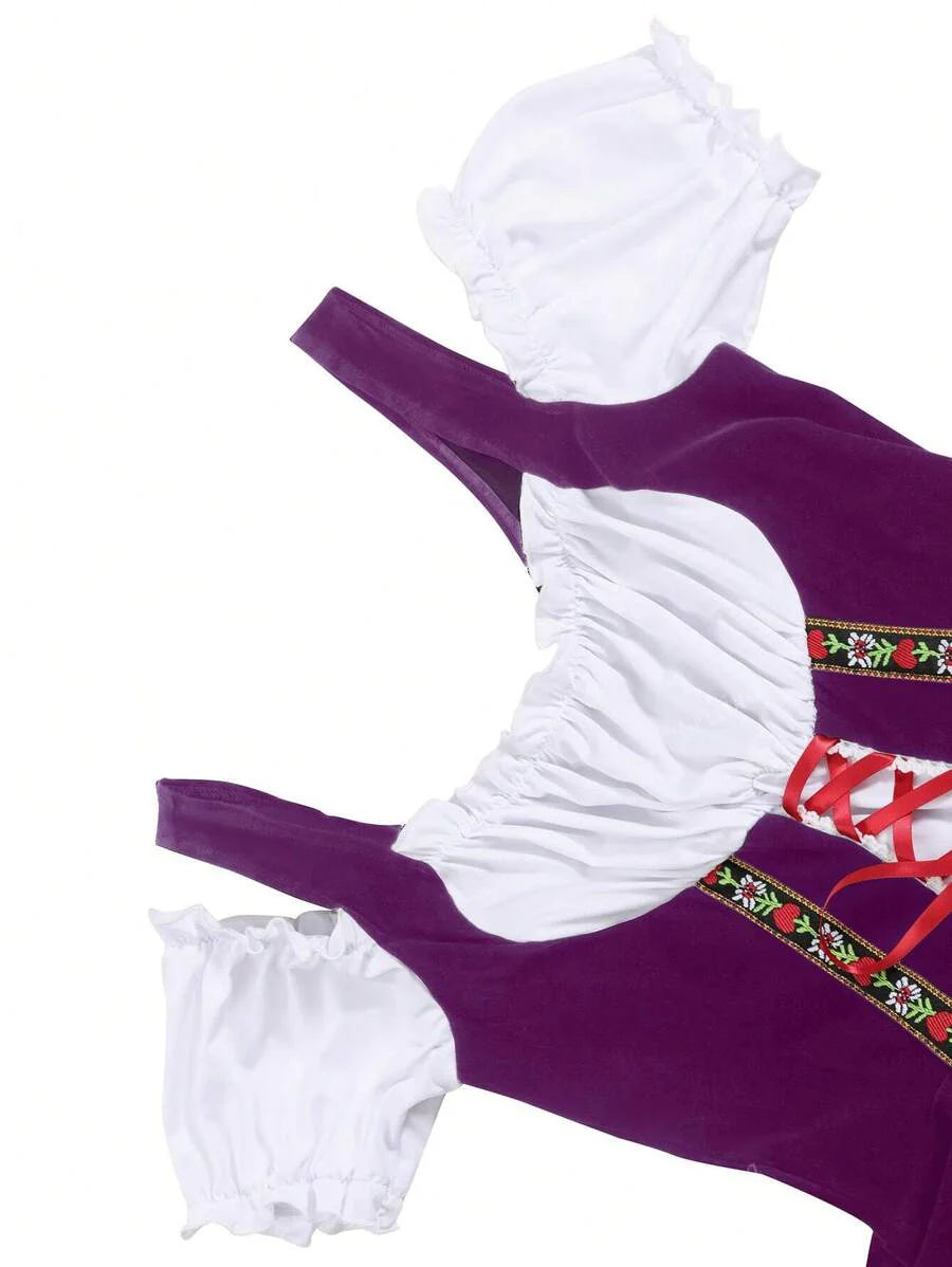 Oktoberfest Dirndl Kleid für Damen – Traditionelles Trachtenkleid mit Schürze