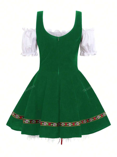 Oktoberfest Dirndl Kleid für Damen – Traditionelles Trachtenkleid mit Schürze
