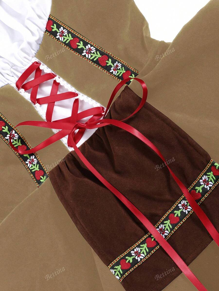 Oktoberfest Dirndl Kleid für Damen – Traditionelles Trachtenkleid mit Schürze