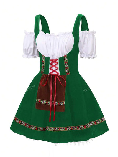 Oktoberfest Dirndl Kleid für Damen – Traditionelles Trachtenkleid mit Schürze