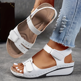 Bequeme Damen-Sandalen mit Klettverschluss & dicker Sohle – White