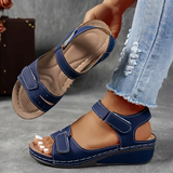 Bequeme Damen-Sandalen mit Klettverschluss & dicker Sohle – Dark Blue