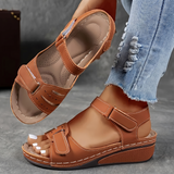 Bequeme Damen-Sandalen mit Klettverschluss & dicker Sohle – Brown