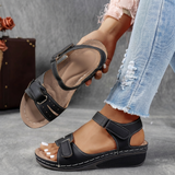 Bequeme Damen-Sandalen mit Klettverschluss & dicker Sohle – Black
