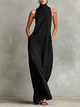 Adelaide - leichtes Maxikleid aus Leinen – Schwarz