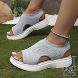 Dabella | Lässige Strick-Sandalen mit Keilsohle – Grau