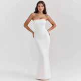 Sloane Dress – Trägerloses Korsett-Maxikleid aus Satin – Elfenbein