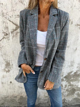 Charlotte | Zeitloser Karierter Blazer Aus Baumwolle – Schwarzes Muster