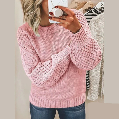 Leonie – Strickpullover für Damen in Lila mit Strukturmuster