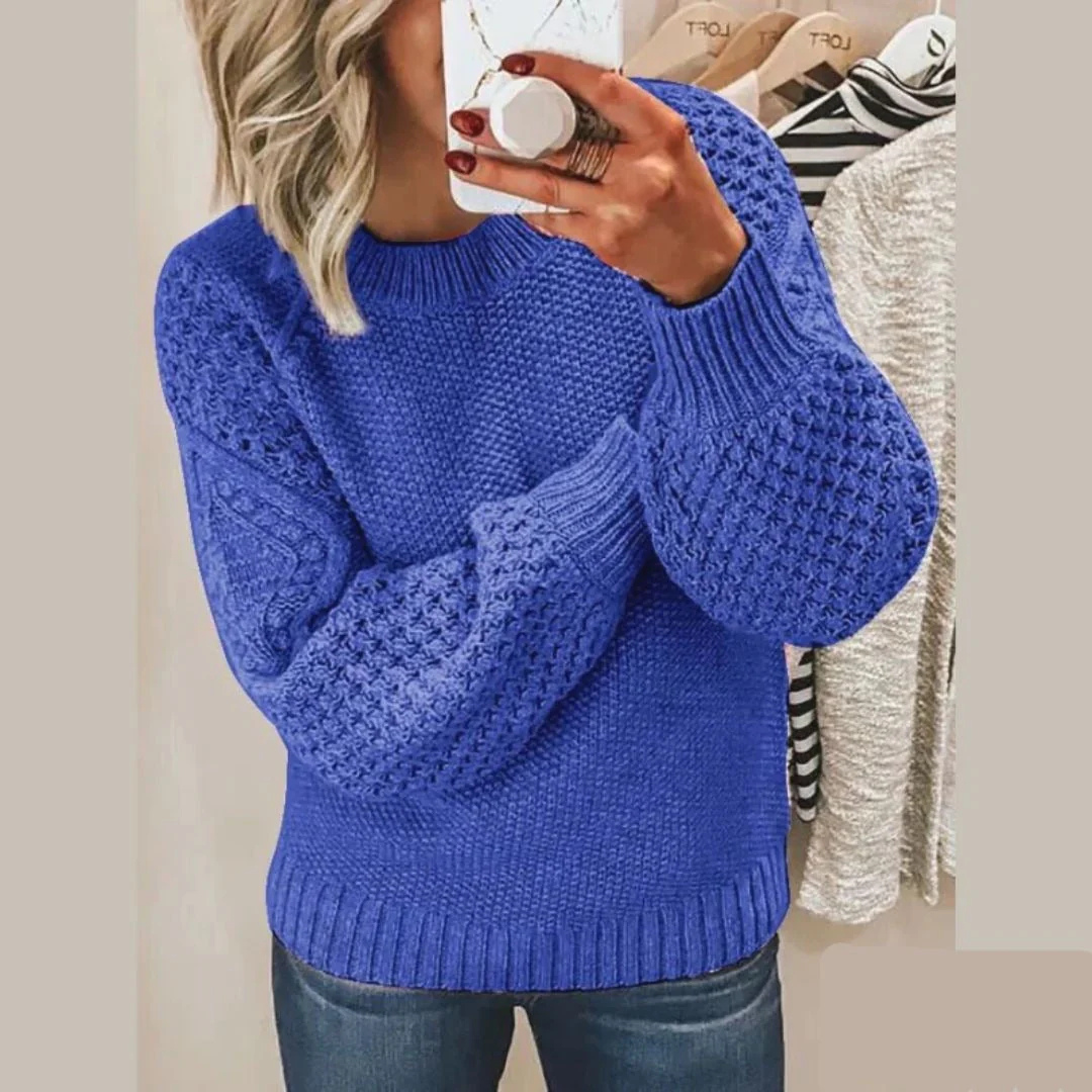 Leonie – Strickpullover für Damen in Lila mit Strukturmuster