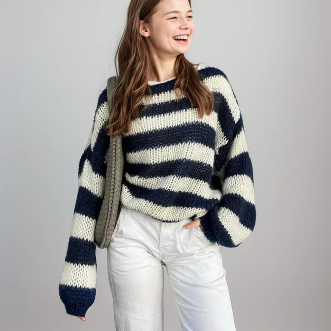Melina – Gestreifter winter damen Oversize-Pullover