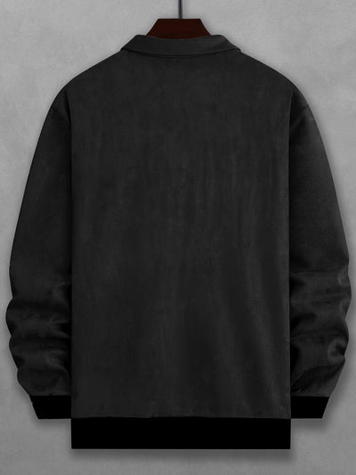 Stilvolle einfarbige warme Fleece-gedruckte Winterjacke für Herren | Ideal für den Winter