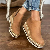 Emily | Retro Wedge-Stiefeletten mit markanter Plateausohle – Beige