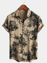 Leoric - Leichtes, kurzärmeliges Blumenshirt – Beigefarbenes Hawaiian