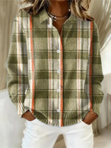 Paula | Damen Hoodie Shirt kariert stilvoll elegant – Mehrfarbig