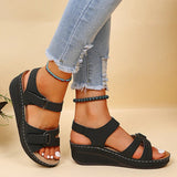 Kathrin | Damen Orthopädische Riemen Plattform Sandalen – Schwarz