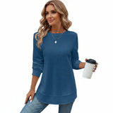 Arvenne Top mit Seitenschlitz | Übergangsjacke für Damen – Blau