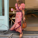 Damen Wickel Maxikleid In Rosa – Rosa