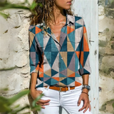 Damen Langarm Karohemd Mit Farben – Orange