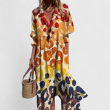 Boho-Kleid für Damen mit Print – Gelb
