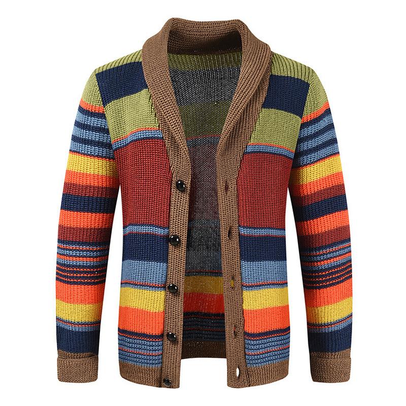 Herren Retro-Cardigan mit Farbblock und Knopfleiste