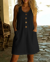 Katelin - Luftiges Sommerkleid mit Knopfleiste vorn – Schwarz
