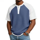 Reyvan | Gestricktes Herren-Sommerhemd mit Knopfleiste – Dunkelblau